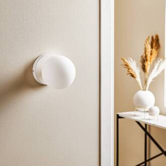 Wandlamp Kiba wit/goud met glazen bol wit, goud