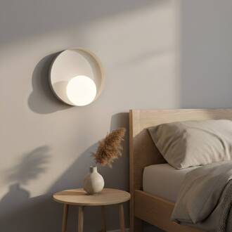 wandlamp Kido K1, beige, staal/glas, Ø 20 cm beige, opaal