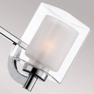 Wandlamp Kolt IP44 met dubbele glazen kap, 3-lamps chroom, helder, wit