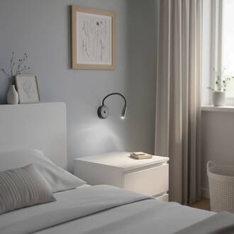 Wandlamp Lagos USB, 27 cm, zwart, leeslamp, G9