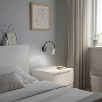 Wandlamp Lagos USB, zwart/goud, 27 cm, leeslamp, G9 zwart, goud