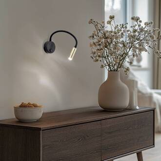 Wandlamp Lagos, zwart/goud, 45 cm, leeslamp, G9 zwart, goud