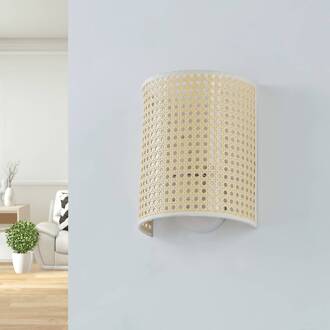 wandlamp Lautaro, bamboe, 25 cm hoog, E27 hel hout