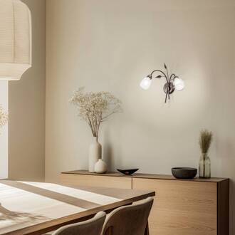 Wandlamp Liliana, 2-lamps, zwart, roodgoud, metaal zwart-roodgoud geveegd, helder