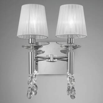 Wandlamp Lilja 2-lamps chroom, helder, wit