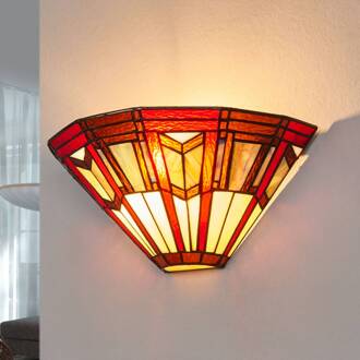 Wandlamp Lillie in Tiffany-stijl crème, rood, blauw