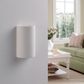 Wandlamp Lindby Colja, rond, hoogte 16 cm, gips, wit