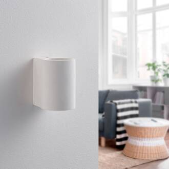 Wandlamp Lindby Jannes, rond, wit, gips, G9, overschilderbaar