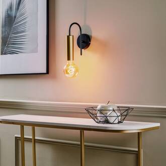 Wandlamp Loppe, 1-lamp, zwart/goud goud, zwart