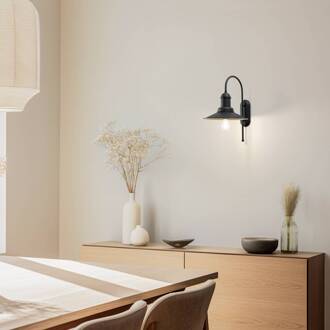 Wandlamp Lorato, zwart, hoogte 48 cm, metaal, E27