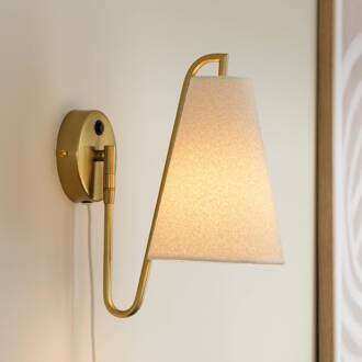 wandlamp Lou Bouclé, wit/messing, stof wit, messing