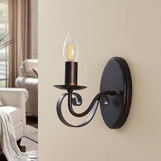 Wandlamp Lucande Caleb, 18 cm, roestkleurig, metaal, E14 roestbruin