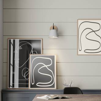 Wandlamp Lucande Kalinda, grijs, beton, 20 cm hoog, E14 grijs, licht eiken