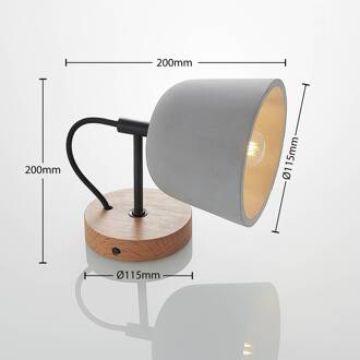 Wandlamp Lucande Kalinda, set van 2, grijs, beton, E14 grijs, licht eiken
