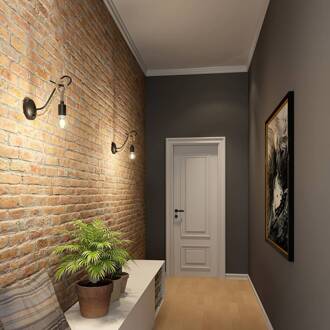 Wandlamp Lucande Ropina, zwart, henneptouw, hoogte 25cm zwart, lichtbruin