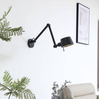 Wandlamp Lucande Silka, zwart, metaal, 9,5 cm hoog zwart, goud