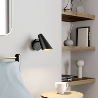 Wandlamp Lucande Wibke, hoogte 24 cm, zwart, goud, metaal