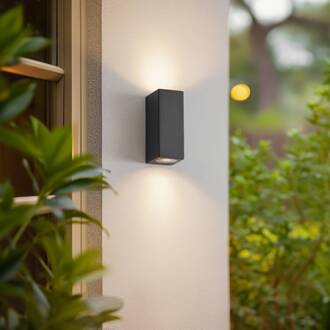 Wandlamp Lucande Xava, up/down, antraciet, 2-lamps, GU10