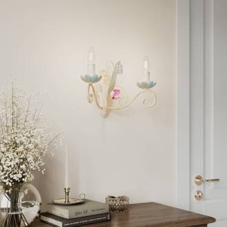 Wandlamp Luce als luster, 2-lamps wit, groen, roze, helder