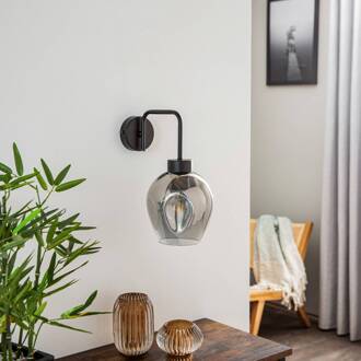 Wandlamp Lukka, 1-lamp, zwart/grafiet zwart, grafiet