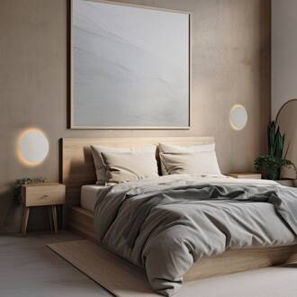 Wandlamp Luna, beige, indirect licht, Ø 30 cm, staal