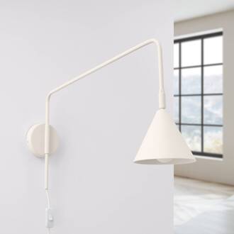 wandlamp LYS, beige, Ø 14 cm, metaal, stekker, E14
