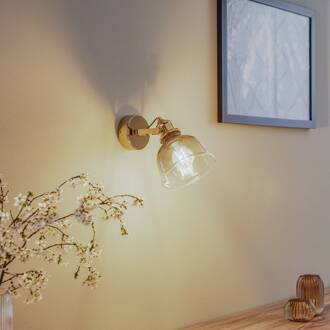 Wandlamp Mago, goud, 1-lamp goud, rookgrijs-transparant