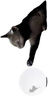 wandlamp Maoo, zwart keramiek, glas, kattenbeeldje