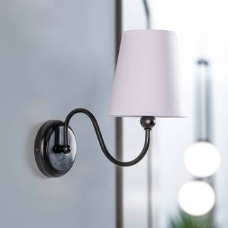 Wandlamp Mary met stoffen kap, zwart/wit zwart, wit