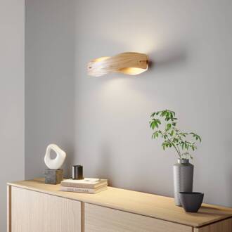 Wandlamp met dimbare led's van hout naturel eiken, mat nikkel