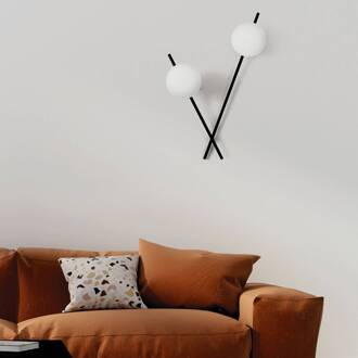 Wandlamp Mikado, matglas, 2-lamps zwart, wit