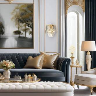 Wandlamp Milano, hoogte 27 cm, goud/kristal, glas, 2 x E14 goud, transparant