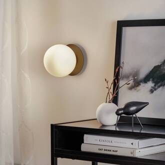 Wandlamp Minerva K1 met zwarte metalen rand zwart, wit