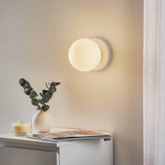 Wandlamp Minerva K1, wit, Ø 15 cm, glas/metaal