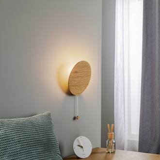 Wandlamp Minimal van eikenhout eikenhout, zwart