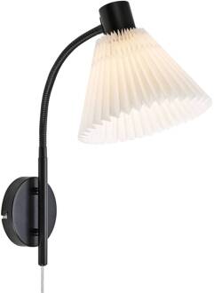 Wandlamp Mira, zwart/wit, ijzer/stof, breedte 22 cm zwart, wit