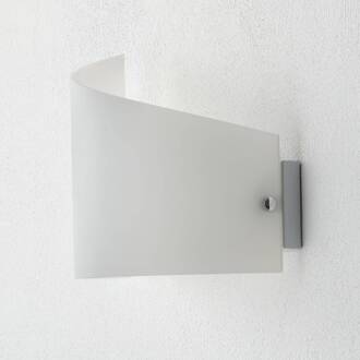Wandlamp Moa met gebogen glazen kap aluminium, opaal