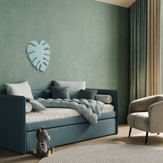 Wandlamp Monstera, bladvorm, 3 x G9, staal, mintgroen