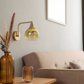 Wandlamp Monte van glas, 1-lamp, goud rookgrijs, goud