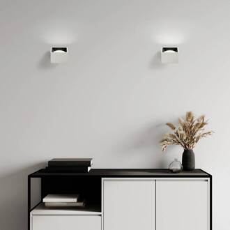 Wandlamp Nasso, wit/zwart, hoekig, 12 cm, gips, GX53 wit, zwart