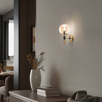 Wandlamp Natalia, goudkleurig, Ø 15 cm, glas, E14 goud, amber