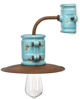 Wandlamp Nicolo in Stil, turkoois antiek turkoois, roestbruin