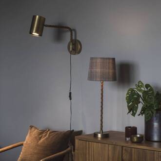 wandlamp Nora, metaal, antiek messing, diepte 38 cm