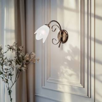 Wandlamp Odino, 1-lamp, bronskleurig, metaal, glas brons, wit