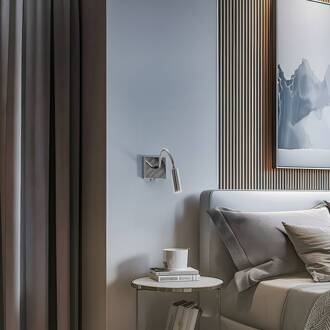 Wandlamp Ojos, chroom, leeslamp, verstelbaar, 33 cm, G9