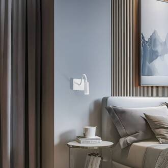 Wandlamp Ojos, wit, leeslamp, verstelbaar, 33 cm, G9