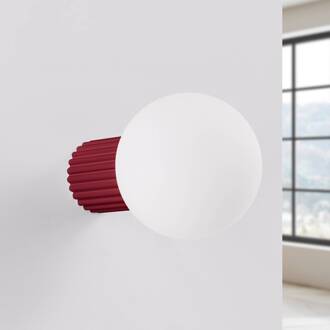 wandlamp ORBI, donkerrood, glas/metaal, Ø 12 cm, IP44, G9 donkerrood, wit mat