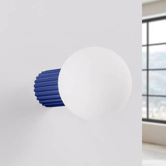 Wandlamp ORBI, ultramarijnblauw, glas/metaal, Ø 12 cm, IP44, G9 ultramarijn, wit mat
