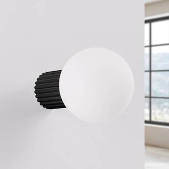 wandlamp ORBI, zwart, glas/metaal, Ø 12 cm, IP44, G9 zwart, wit mat