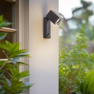 wandlamp Othil, sensor, antraciet, metaal, IP44